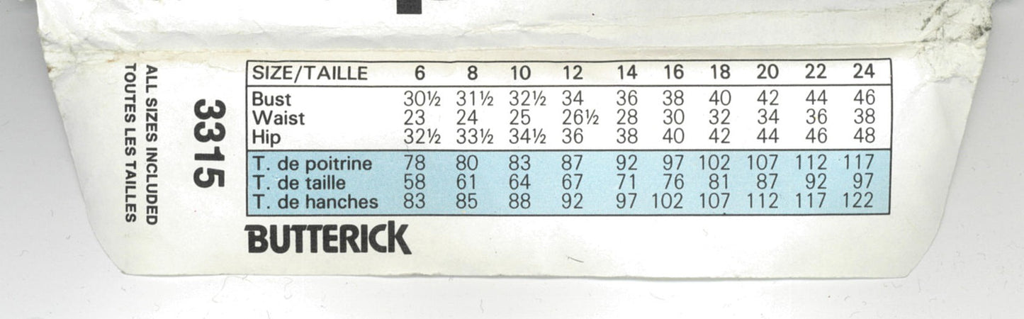 Butterick 3315 Misses Shirt Sewing Pattern UNCUT - Size S M L XL