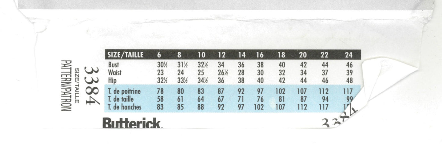 Butterick 3384 Misses Top Sewing Pattern UNCUT Size XS S M