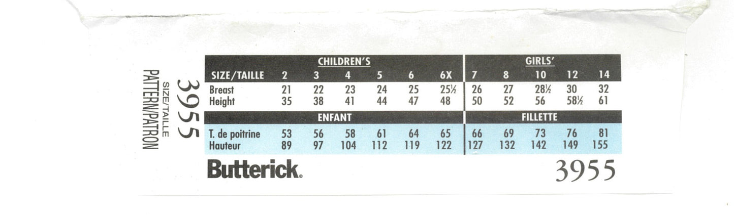 Butterick 3955 Girls Pants Sewing Pattern - UNCUT Size 2 3 4 5