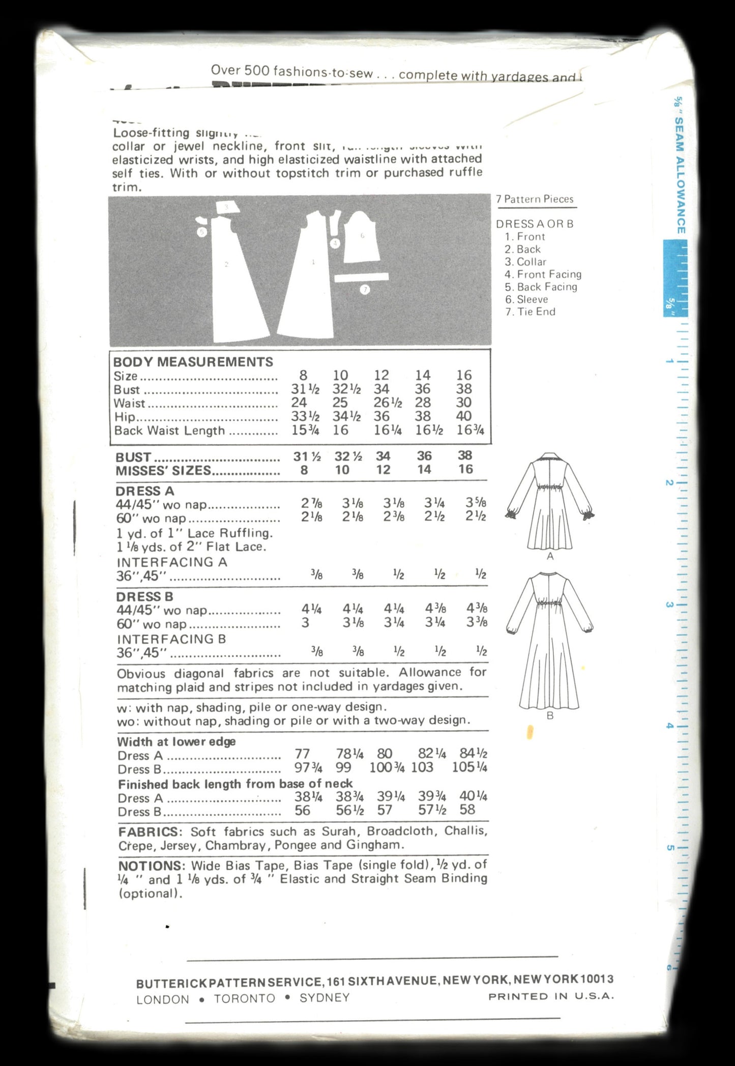 70s Butterick 4033 Misses Maternity Dress Sewing Pattern UNCUT Size 16