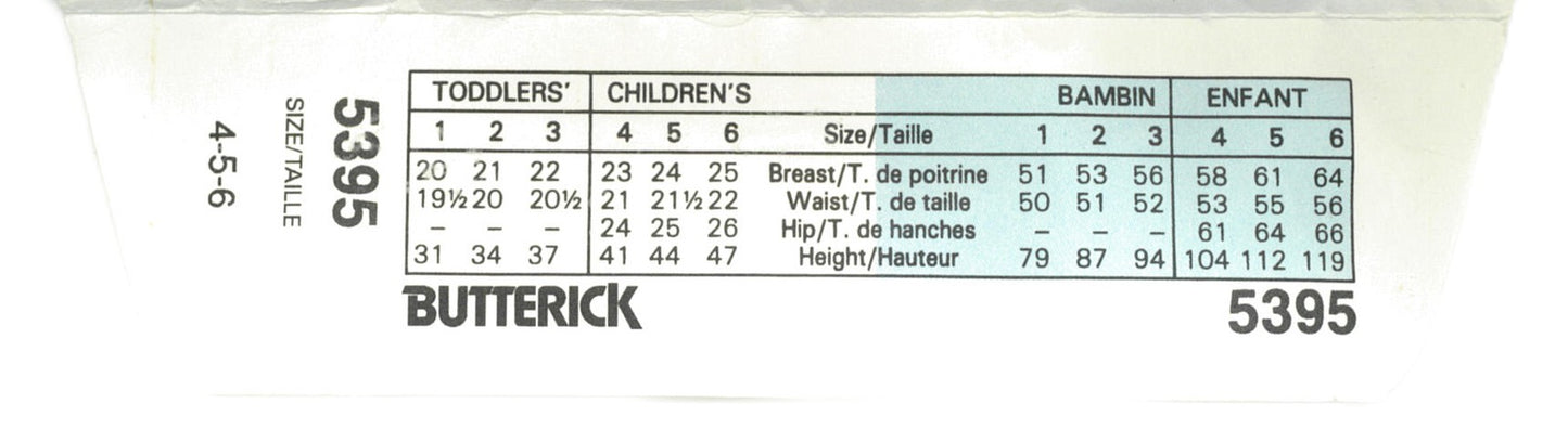 Butterick 5395 Girls Dress and Headband Sewing Pattern - UNCUT Size 4 5 6