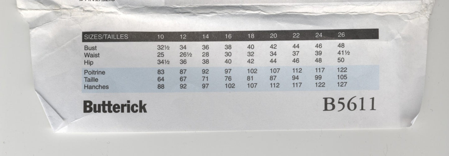 Butterick 5611 Misses Shirt Sewing Pattern UNCUT - Size 10 12 14 16 18