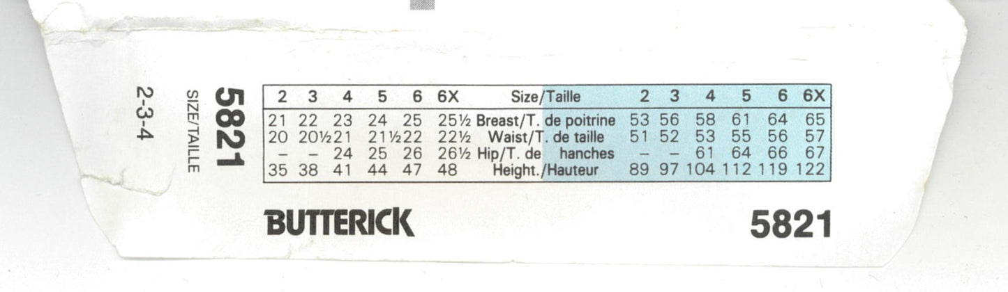Butterick 5821 Girls Dress with Overskirt Drape Variations Sewing Pattern - UNCUT Size 2 3 4
