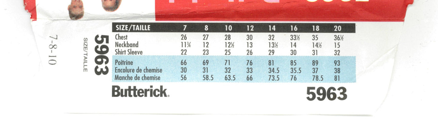 Butterick 5963 Girls Dress Sewing Pattern - UNCUT Size 7 8 10