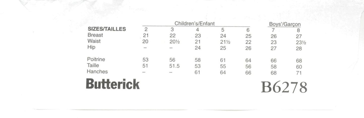 Butterick 6278 Boys Top Shorts and Pants Sewing Pattern - UNCUT - Size 6 7 8