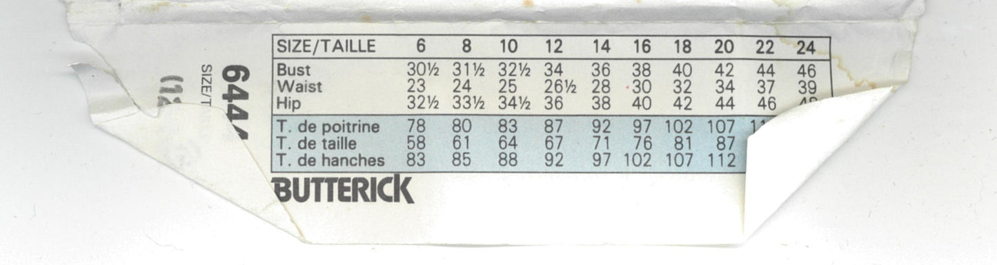 Butterick 6444 Misses Dress Sewing Pattern UNCUT Size 12 14 16