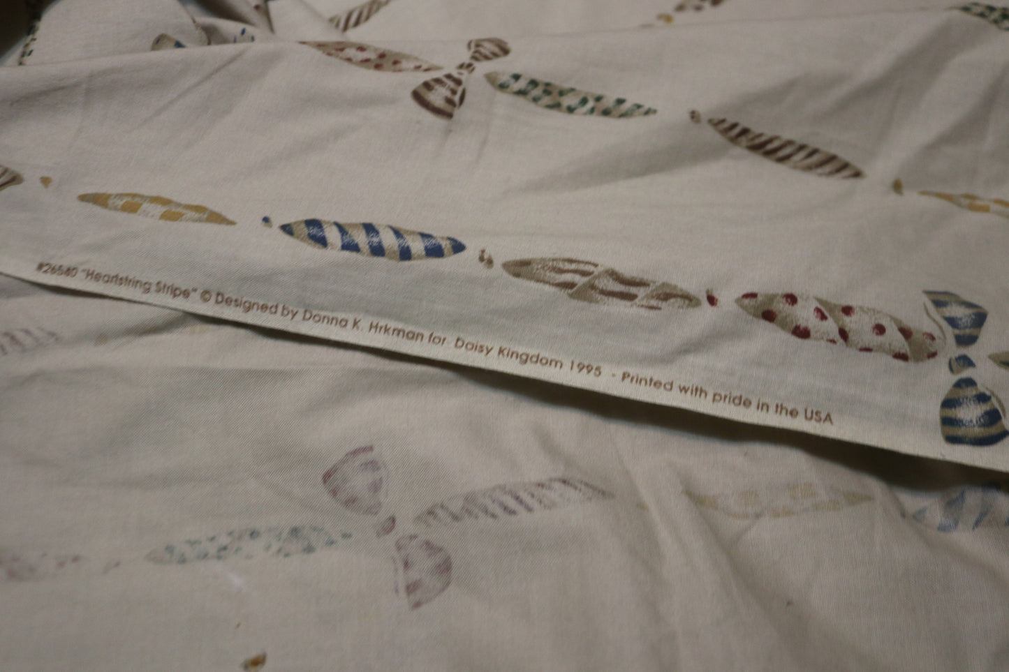 Daisy Kingdom " Folkheart Heartstring Stripe" #26540 Quilting Fabric being sold by the Yard, multiple Yards Available.