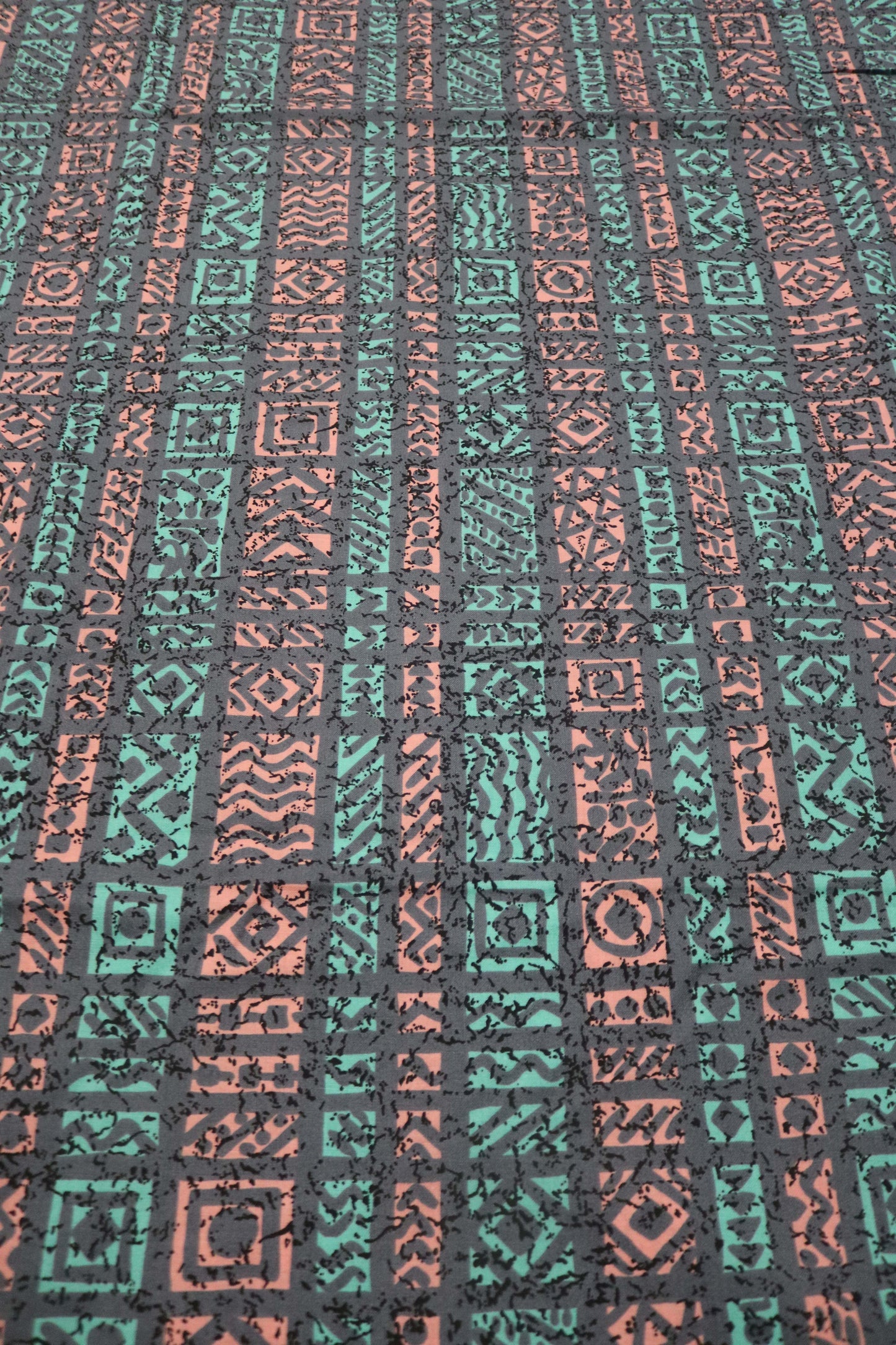 3 plus Yards Vintage Abstract Geometric Surf Style Fabric 120" x 56"