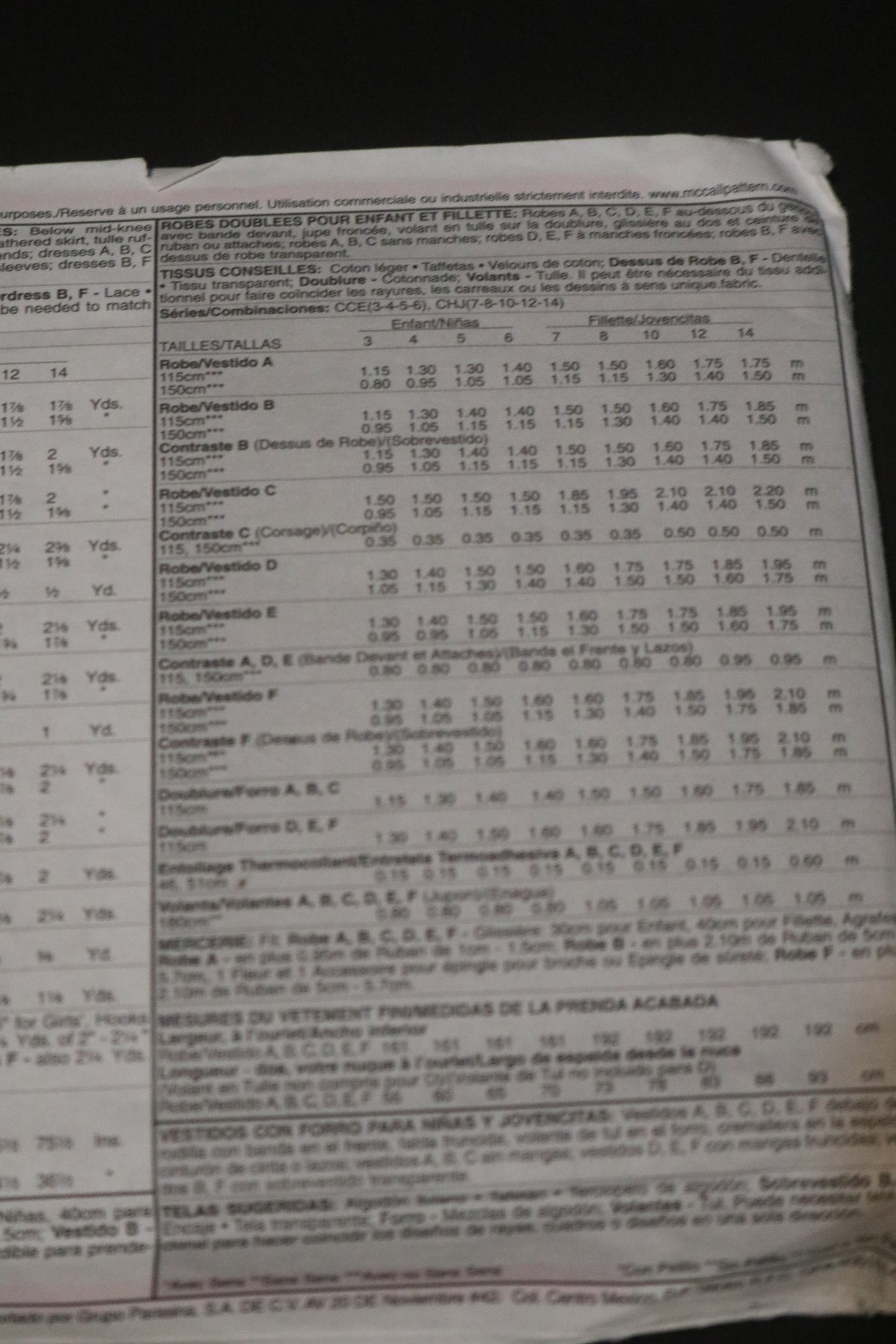 McCalls 6020 Children's Girls Lined Dress Sewing Pattern UNCUT Size 7 8 10 12 14