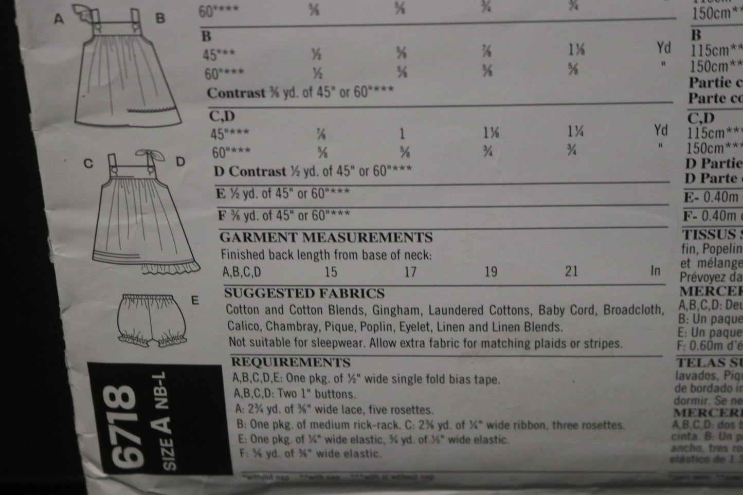 New look 6718 Infants Dress Panties and Headband Sewing Pattern - UNCUT - Size NB - L