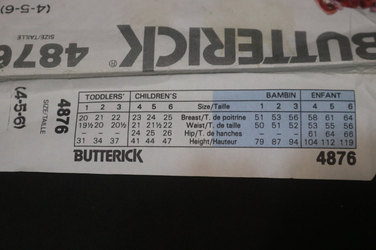 Butterick 4876 Childrens Girls Party Pants Sewing Pattern - UNCUT - Size 4 5 6