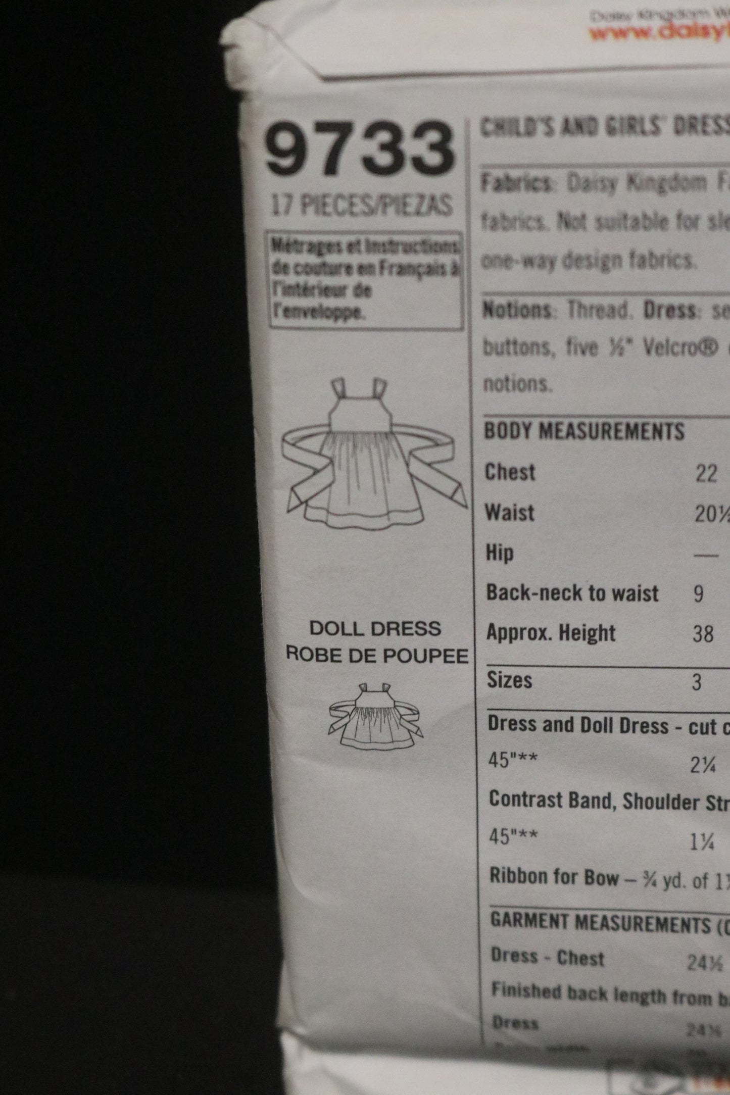 Simplicity 9733 Daisy Kingdom Girls and Doll Dress for 18" Doll Sewing Pattern - UNCUT - Size 7 8 10 12 14