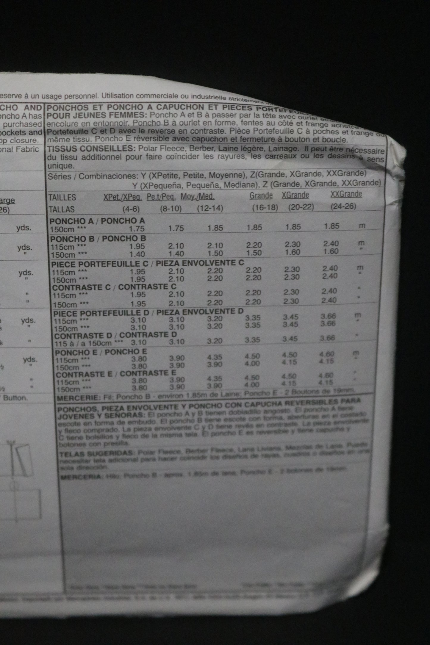 McCalls 4228 Misses Ponchos and Reversible Hooded Poncho and Wraps Sewing Pattern UNCUT - Size Lrg Xlg Xxl