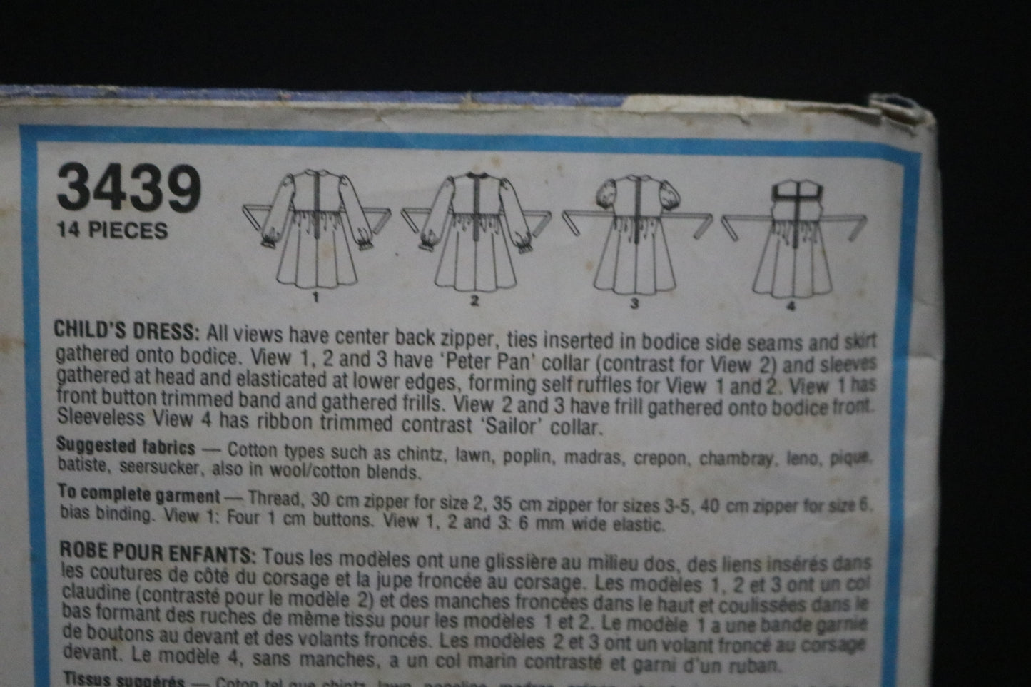 Style 3439 Childs Dress Sewing Pattern UNCUT - Size 4