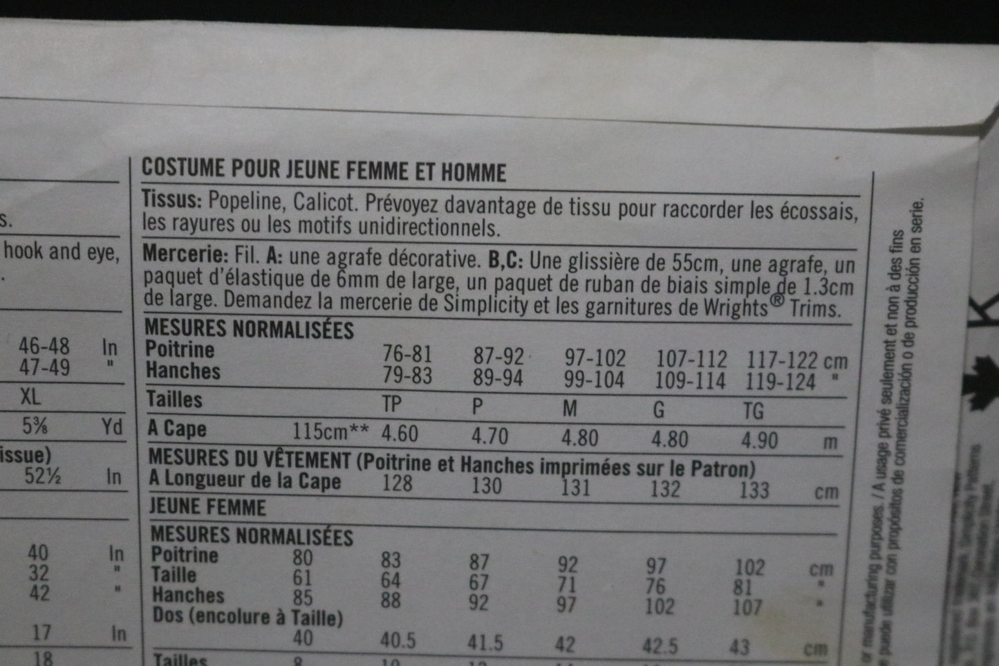 Simplicity 1771 Misses and Mens medieval Costume Sewing Pattern - UNCUT - Size 8 - 18 / XS - XL