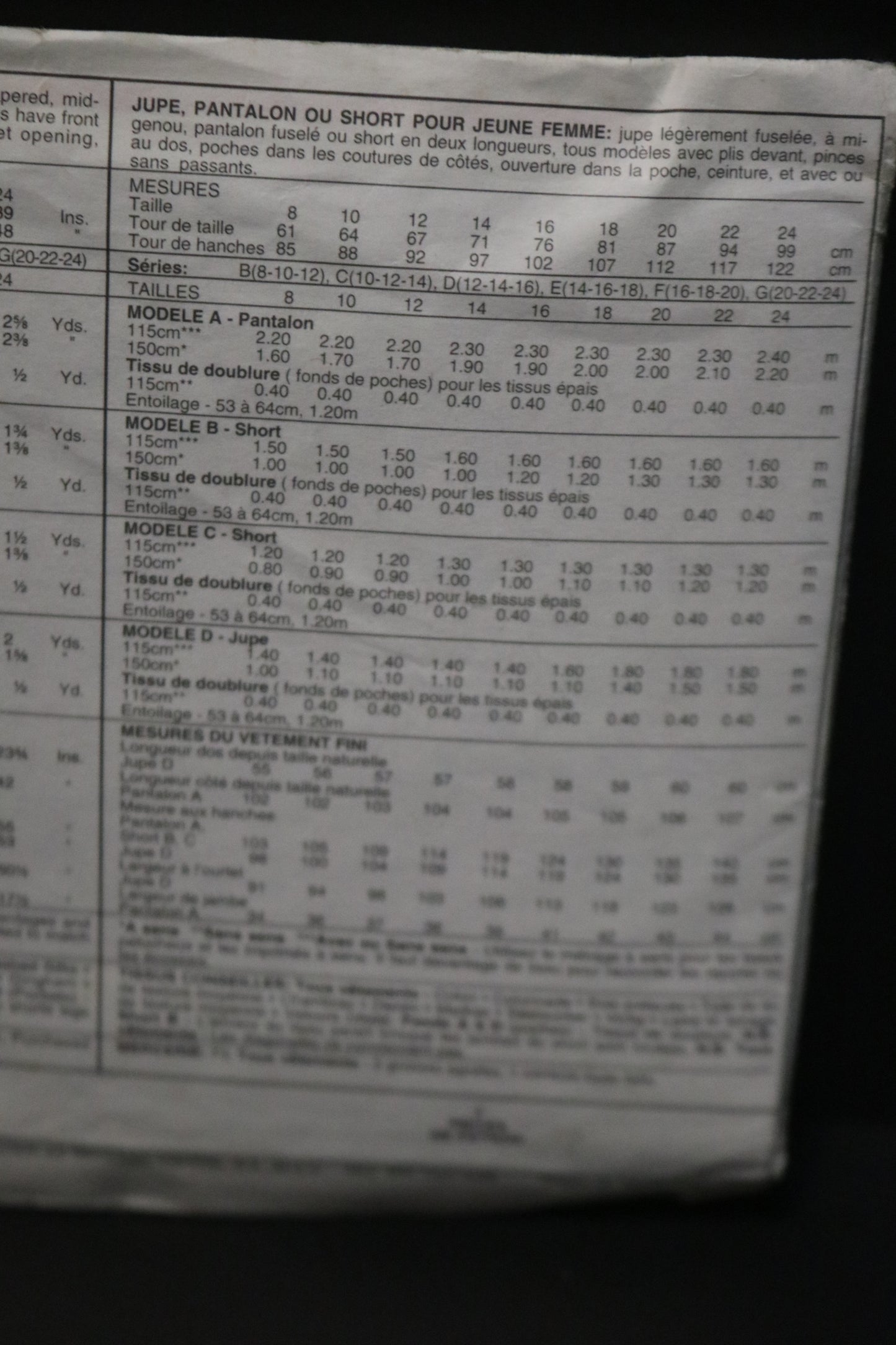 McCalls 5935 Misses Skirt Pants and Shorts Sewing Pattern UNCUT - Size 12 14 16