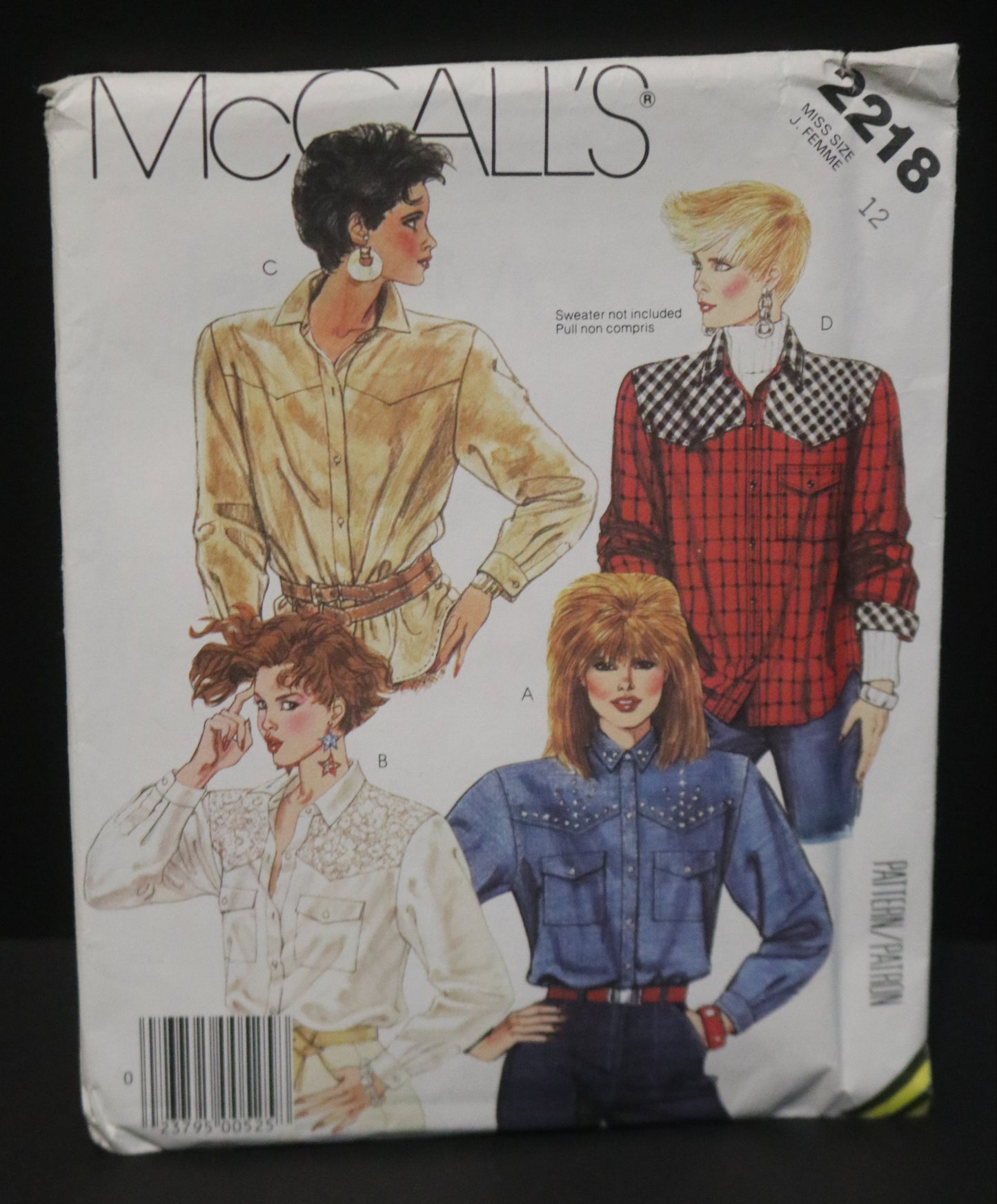 McCalls 2218 Misses Shirt Sewing Pattern UNCUT - Size 10 or Size 12