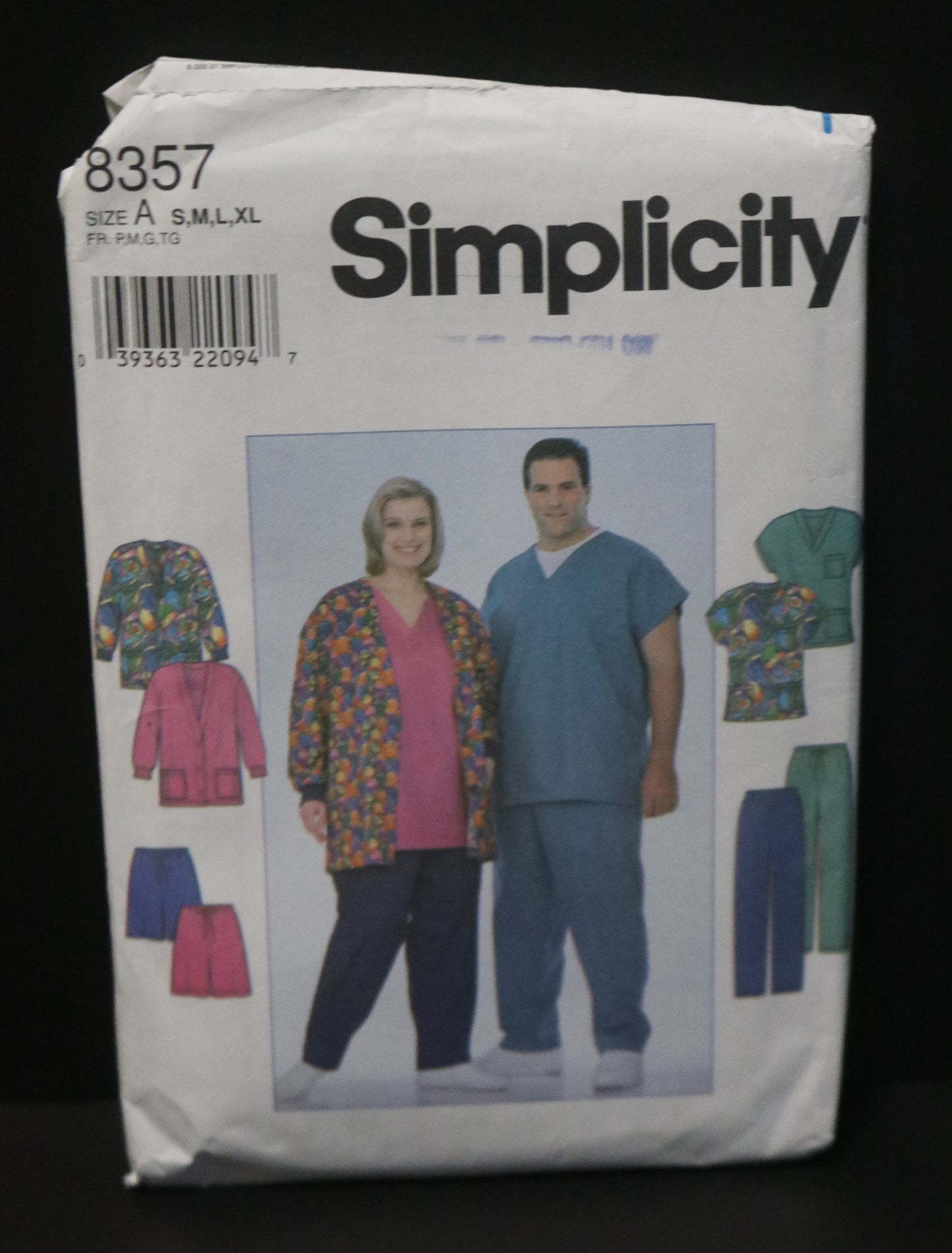 Simplicity 8357 Womens and Mens Scrubs Jacket Top and Pants or Shorts Sewing Pattern - UNCUT - Size Xs S M L XL