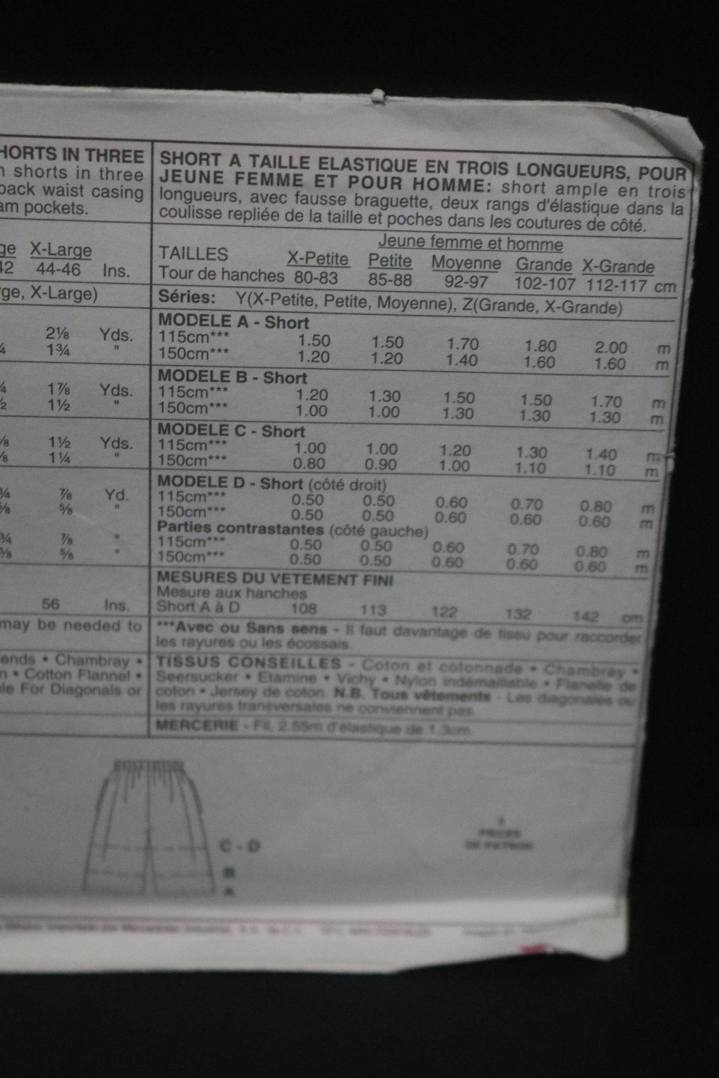 McCalls 7678 Misses and Mens Pull on Shorts in Three Lengths Sewing Pattern UNCUT Size Lrg- Xxl