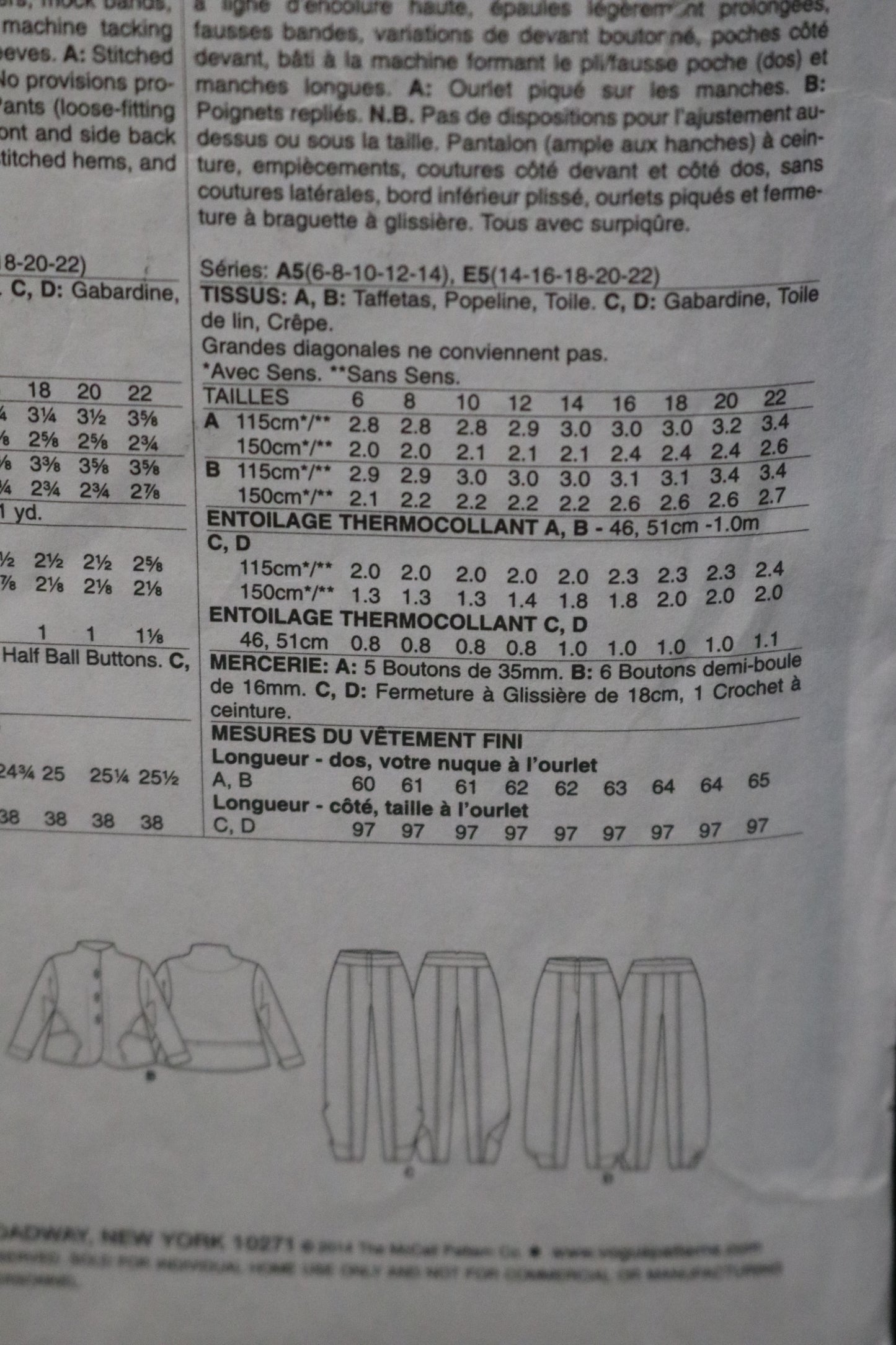 Vogue 2836 Marcy Tilton Misses Jacket and Pants Sewing Pattern - UNCUT Size 6 8 10 12 14