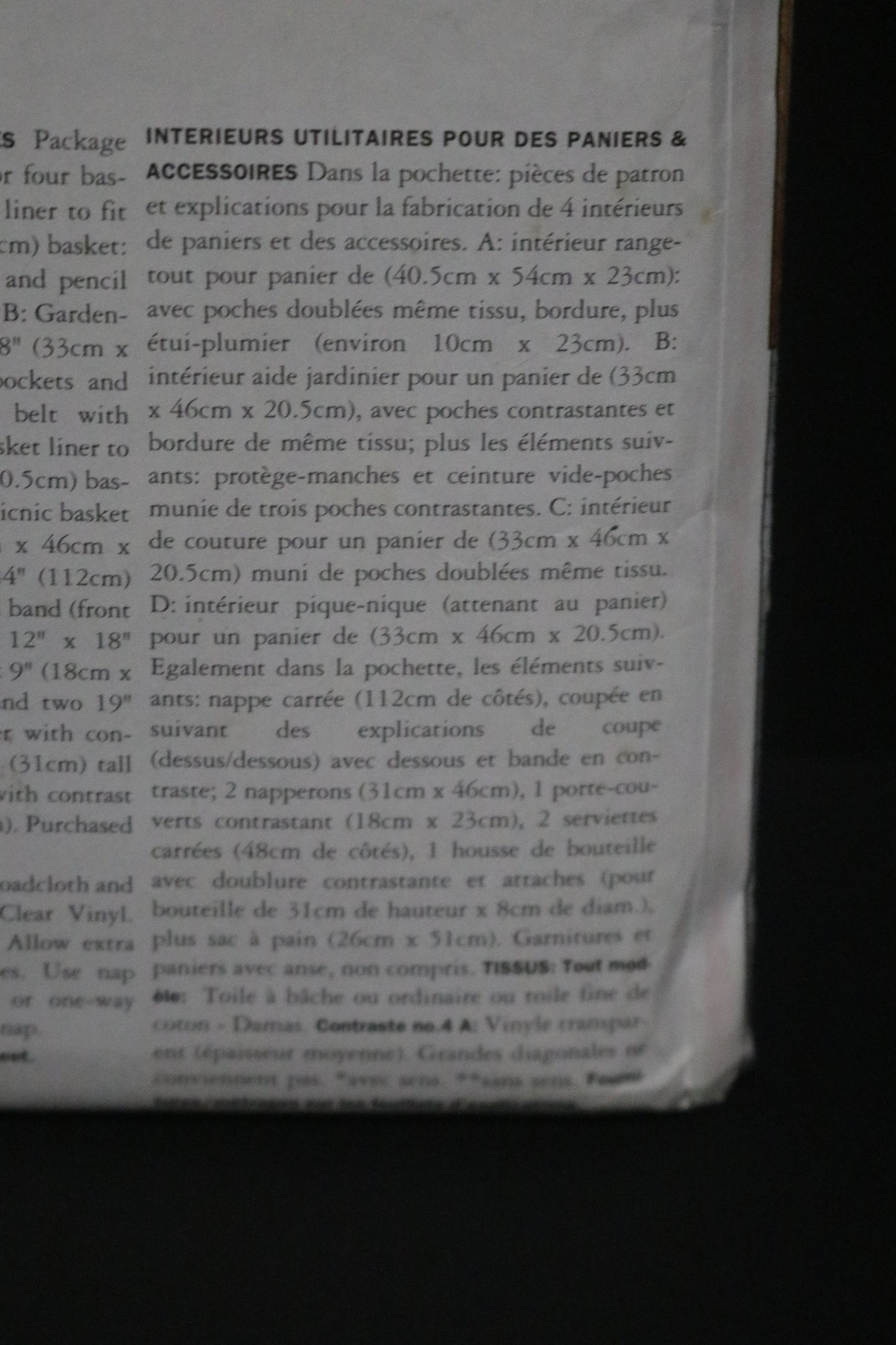 Vogue 9605 Utility Basket Liners and Accessories Sewing Pattern - UNCUT