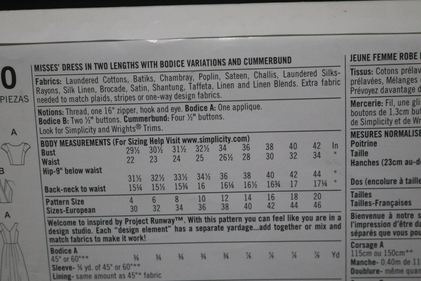 Simplicity 1610 Misses Dress in Two Lengths with Bodice Variations and Cummerbund Sewing Pattern - UNCUT - Size 4 - 12