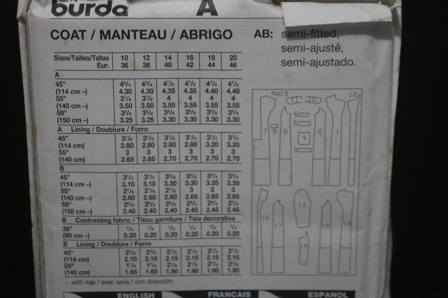 Burda 3077 Misses Semi Fitted Coat in Two Length Sewing Pattern - UNCUT Size 10 12 14 16 18