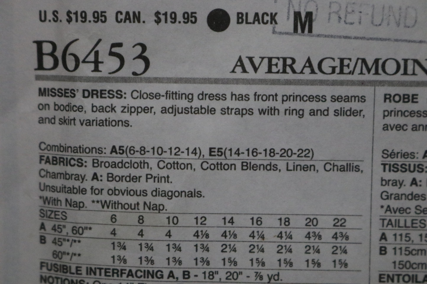 Butterick 6453 Misses Dress Sewing Pattern - UNCUT - Size 6 8 10 12 14