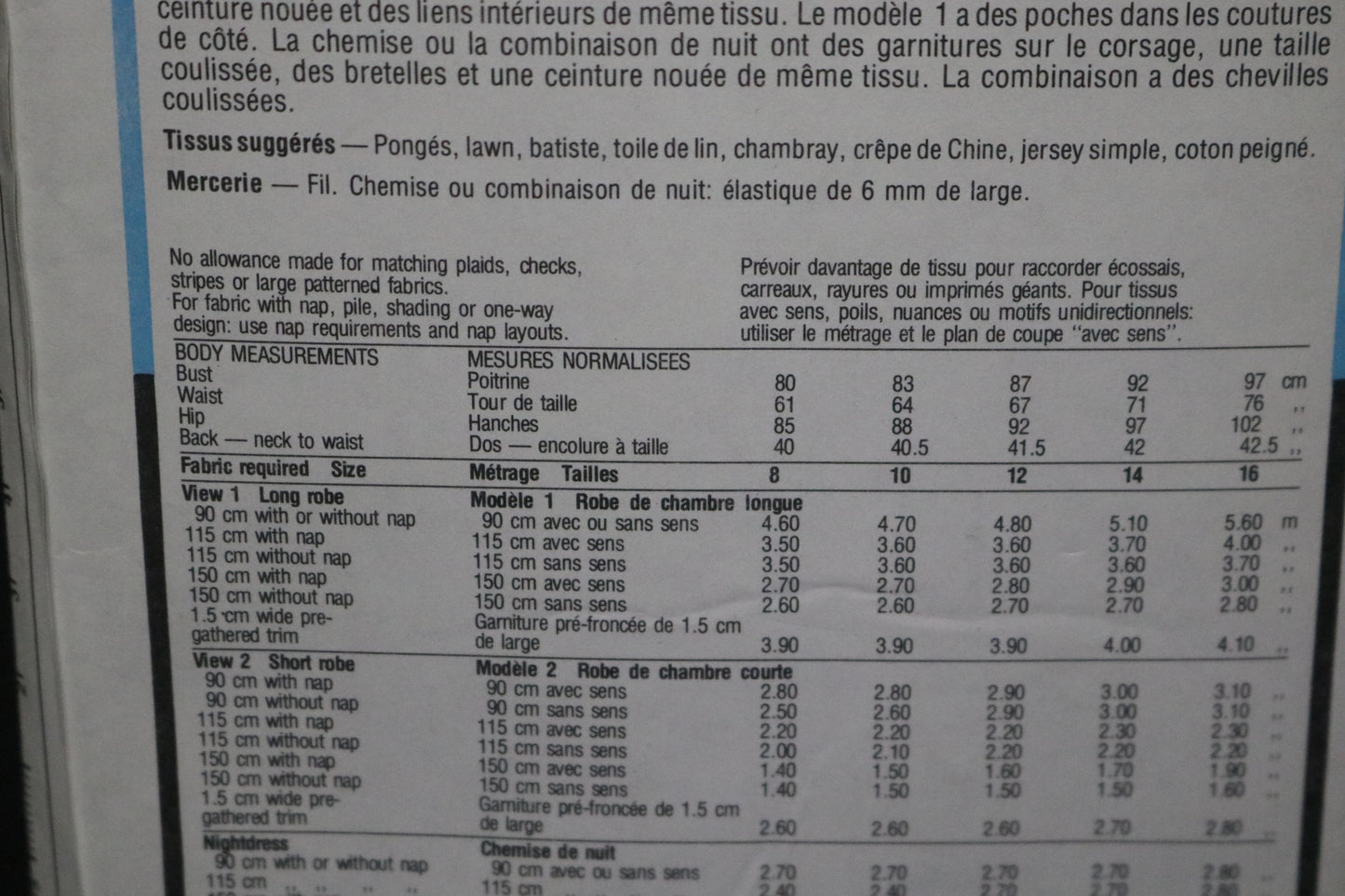 Style 3558 Misses Robe in Two Lengths Nightdress and Sleepsuit Sewing Pattern UNCUT - Size 10