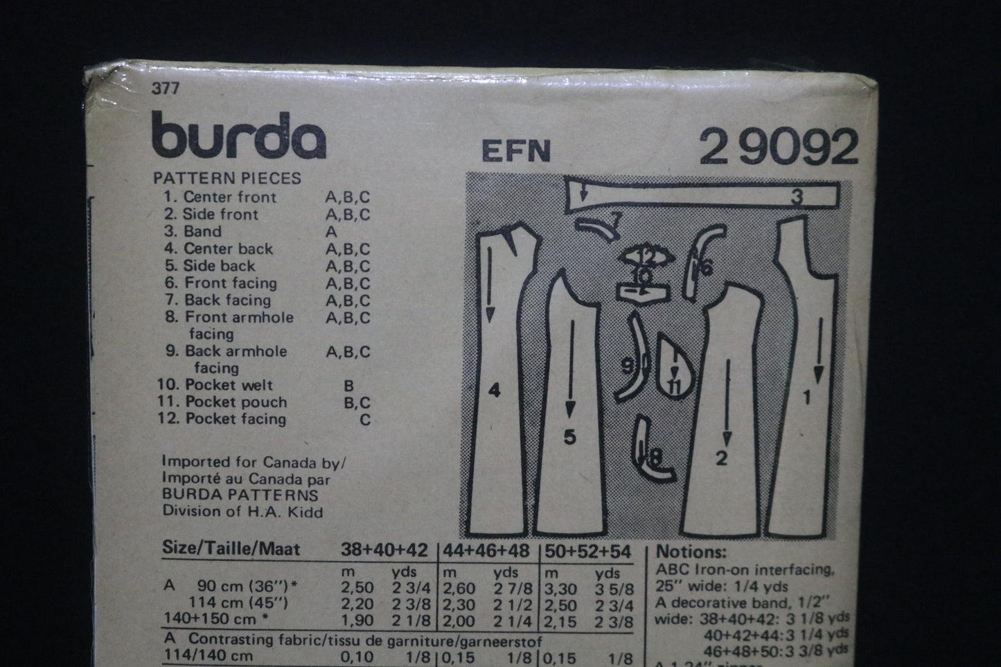 Burda 2 9092 Jumper Dress Sewing Pattern - UNCUT Size 44 46 48 or Size 50 52 54