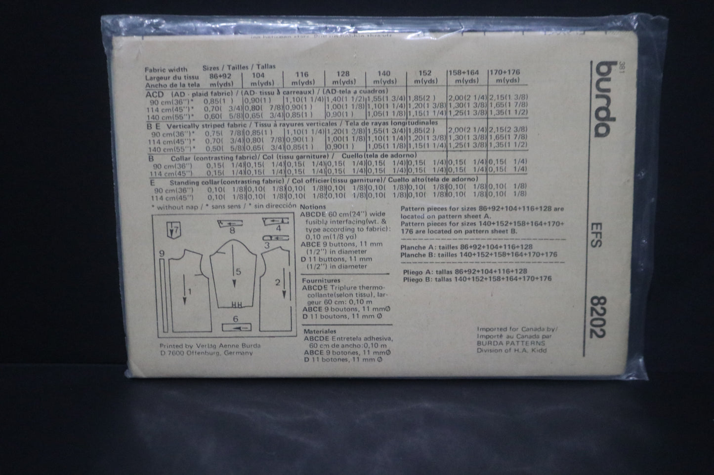 Burda 8202 Boys Shirt with Collar Variation Sewing Pattern UNCUT Size 2 3 4 6 8 10 12/14 14 16 18 20