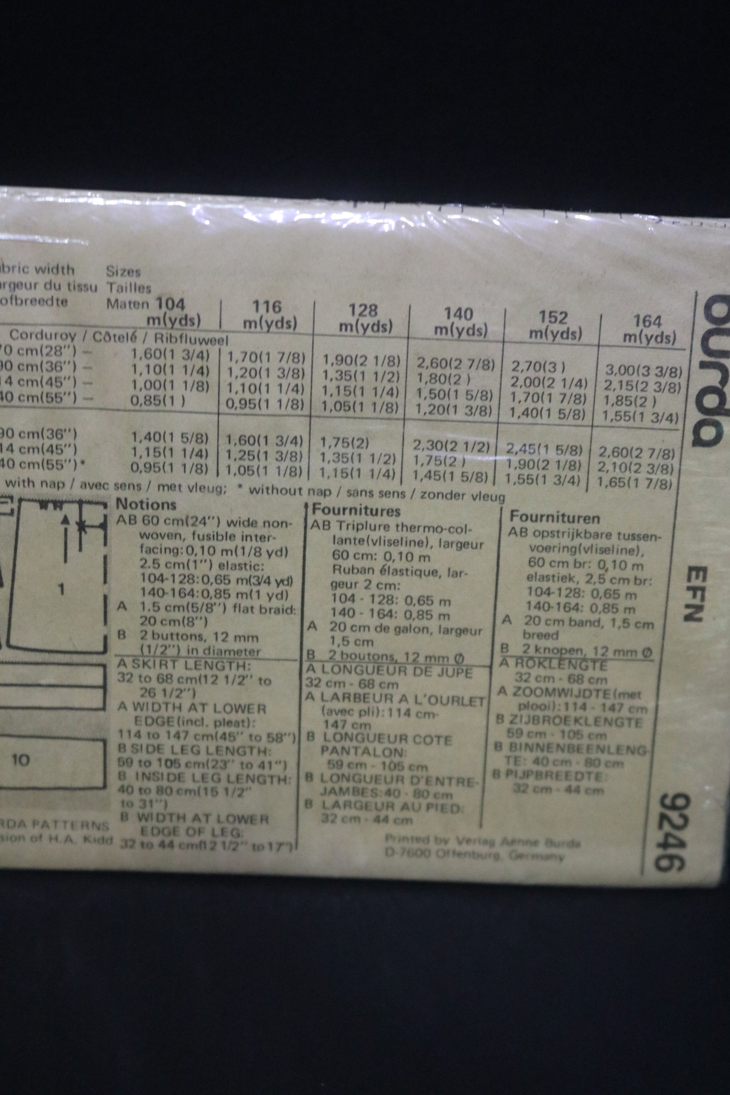 Burda 9246 Girls Overalls or Jumper Sewing Pattern - UNCUT Size 4 6 7