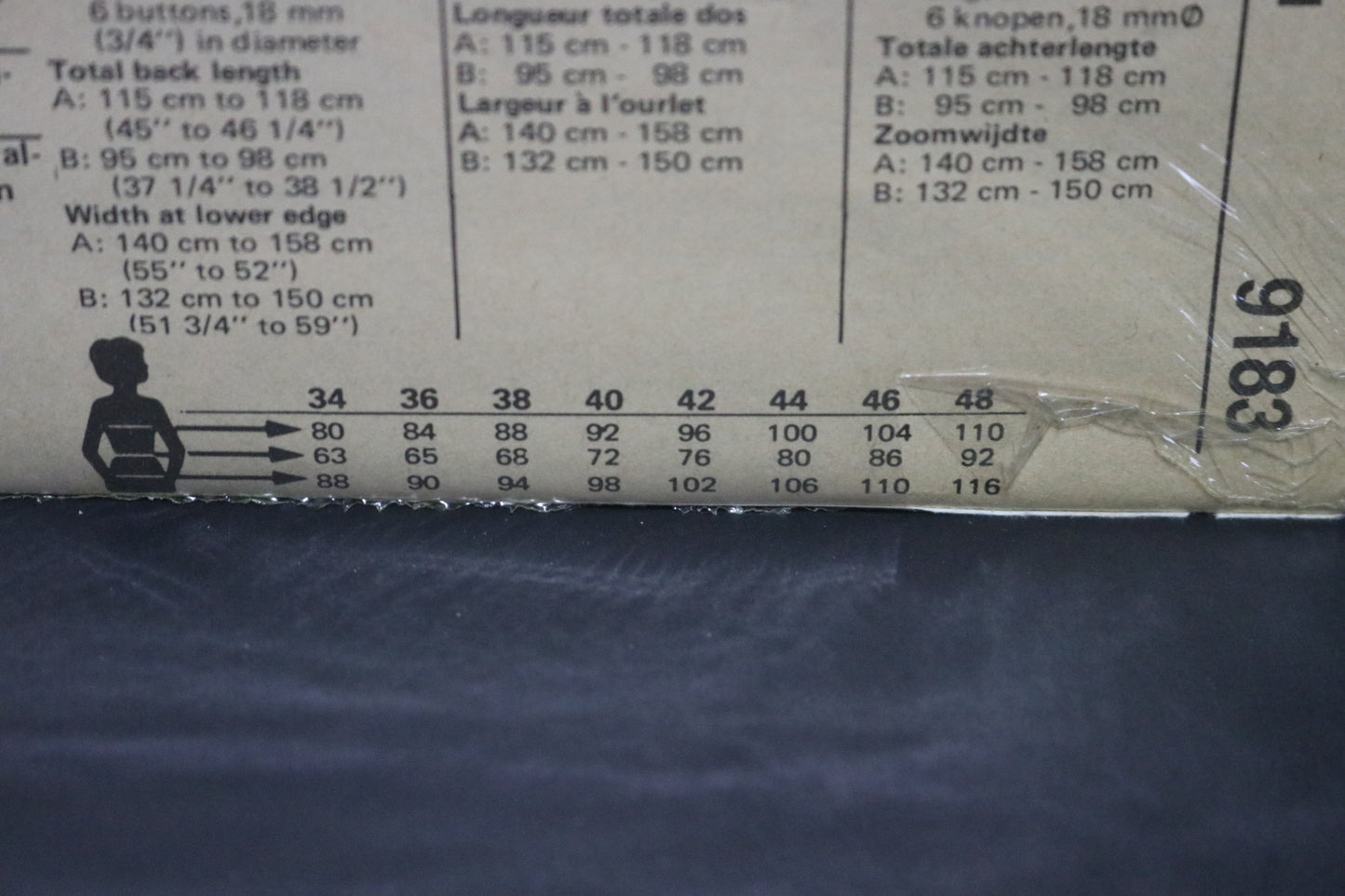 Burda 9183 Misses Coat and Belt Sewing Pattern - UNCUT Size 14 16 18