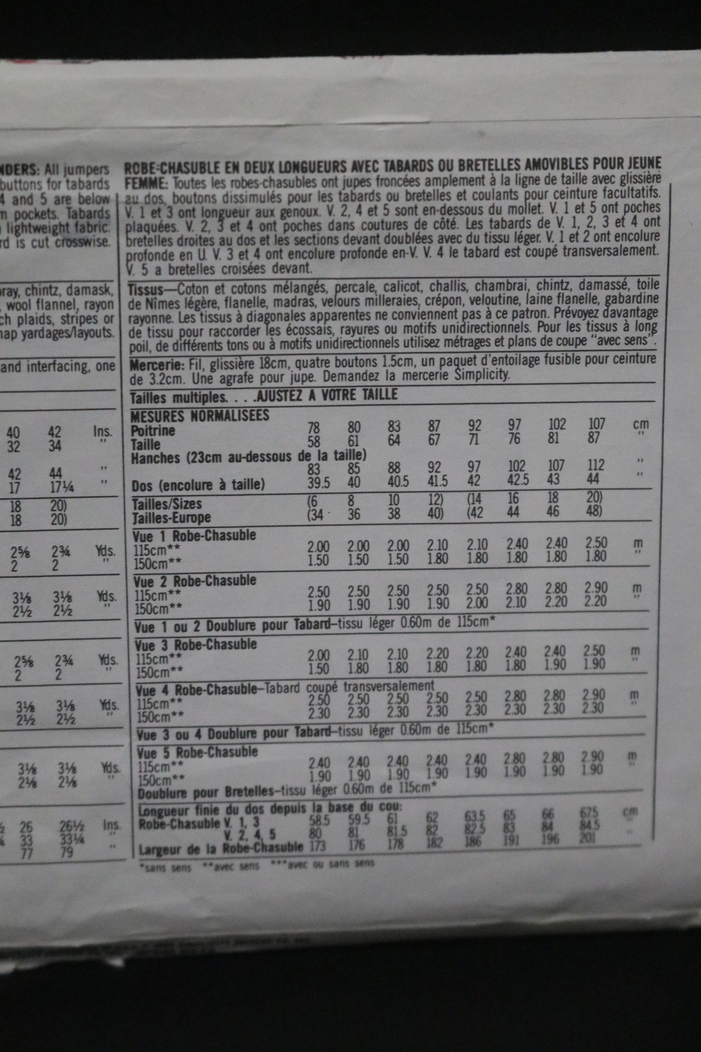 Simplicity 9764 Misses Jumpers in Two Lengths with detachable Tabards or Suspenders Sewing Pattern - UNCUT - Size 6 - 12