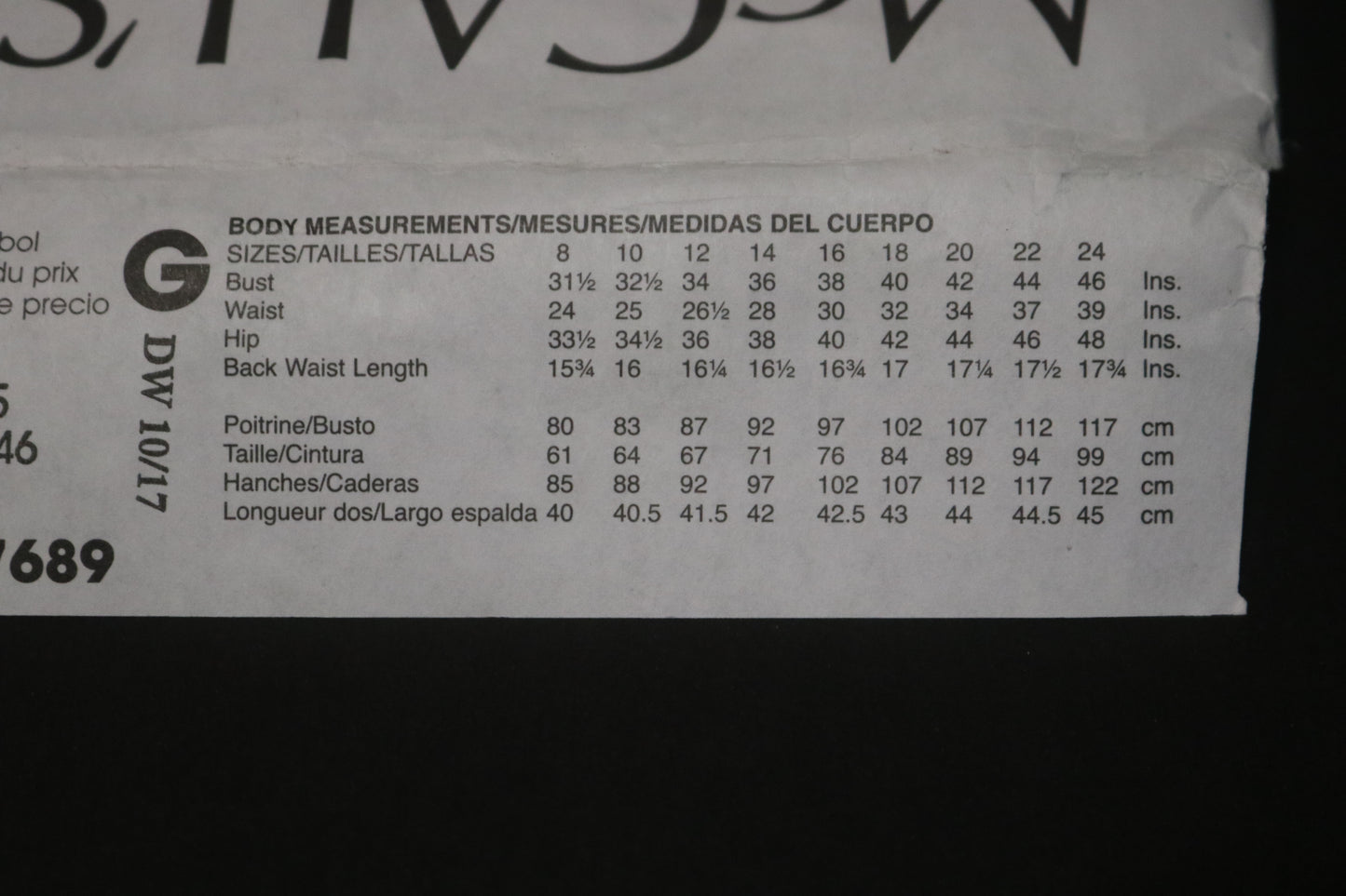 McCalls 7689 Misses Tops Sewing Pattern - UNCUT - Size 16 18 20 22 24