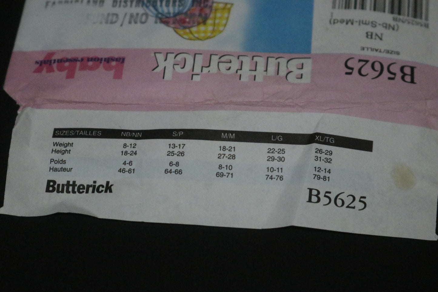 Butterick 5625 Infants Romper Jumper Panties and Hat Sewing Pattern - UNCUT - Size NB Sml Med or Size Lrg (lrg - Xlg)