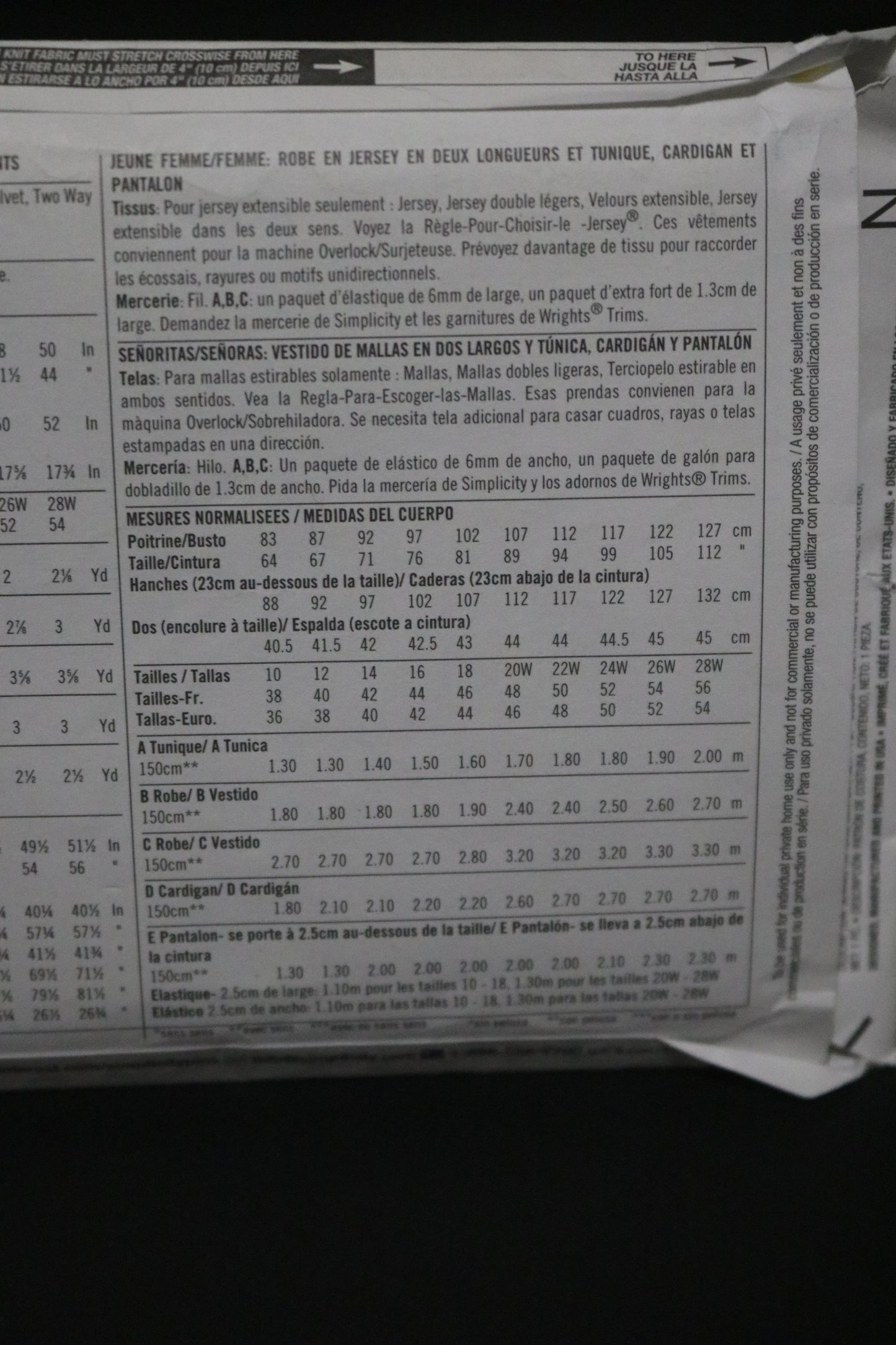 Simplicity 1733 Khaliah Misses Knit Dress in Two Lengths and Tunic Cardigan and Pants Sewing Pattern UNCUT Size 10 - 18