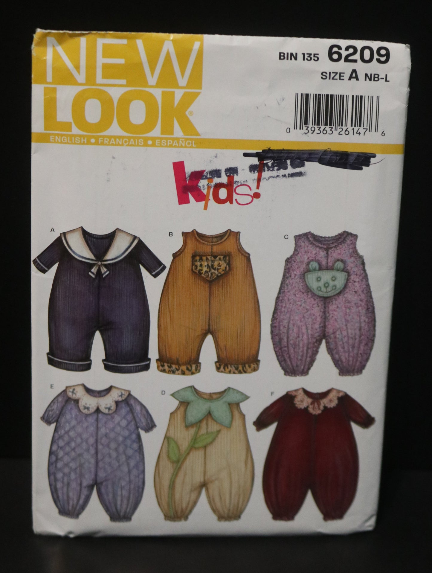 New Look 6209 Infants Jumpsuit Sewing Pattern UNCUT Size NB S M L