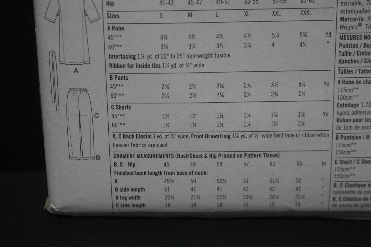 Simplicity 5314 Womens and Mens Pants or Shorts and Robe Sewing Pattern - UNCUT - Size S M L