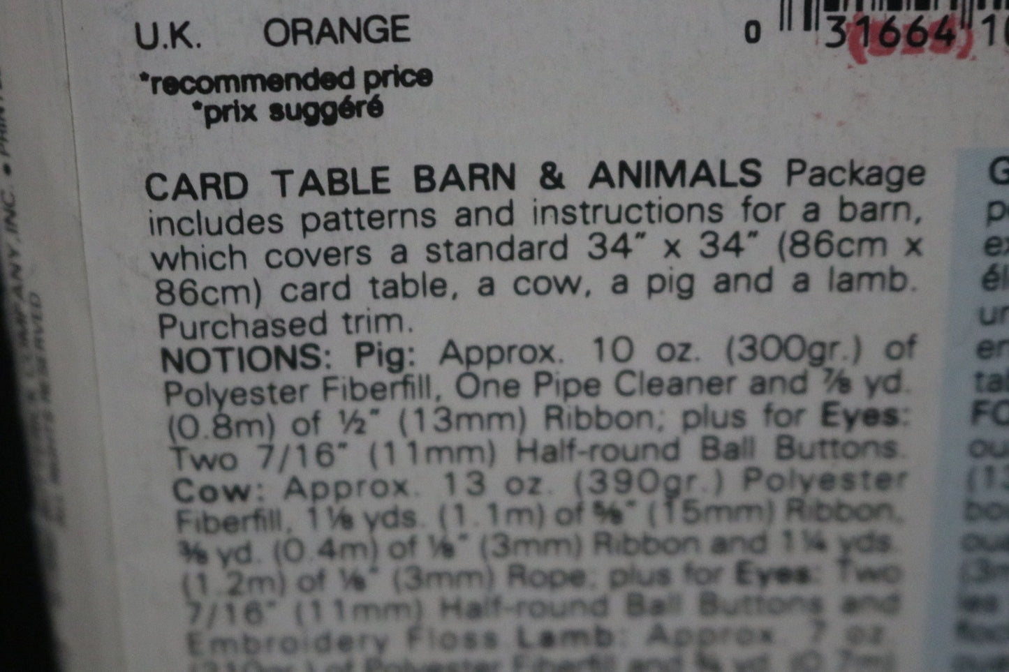 Butterick 4683 Card Table Barn & Animals Sewing Pattern UNCUT