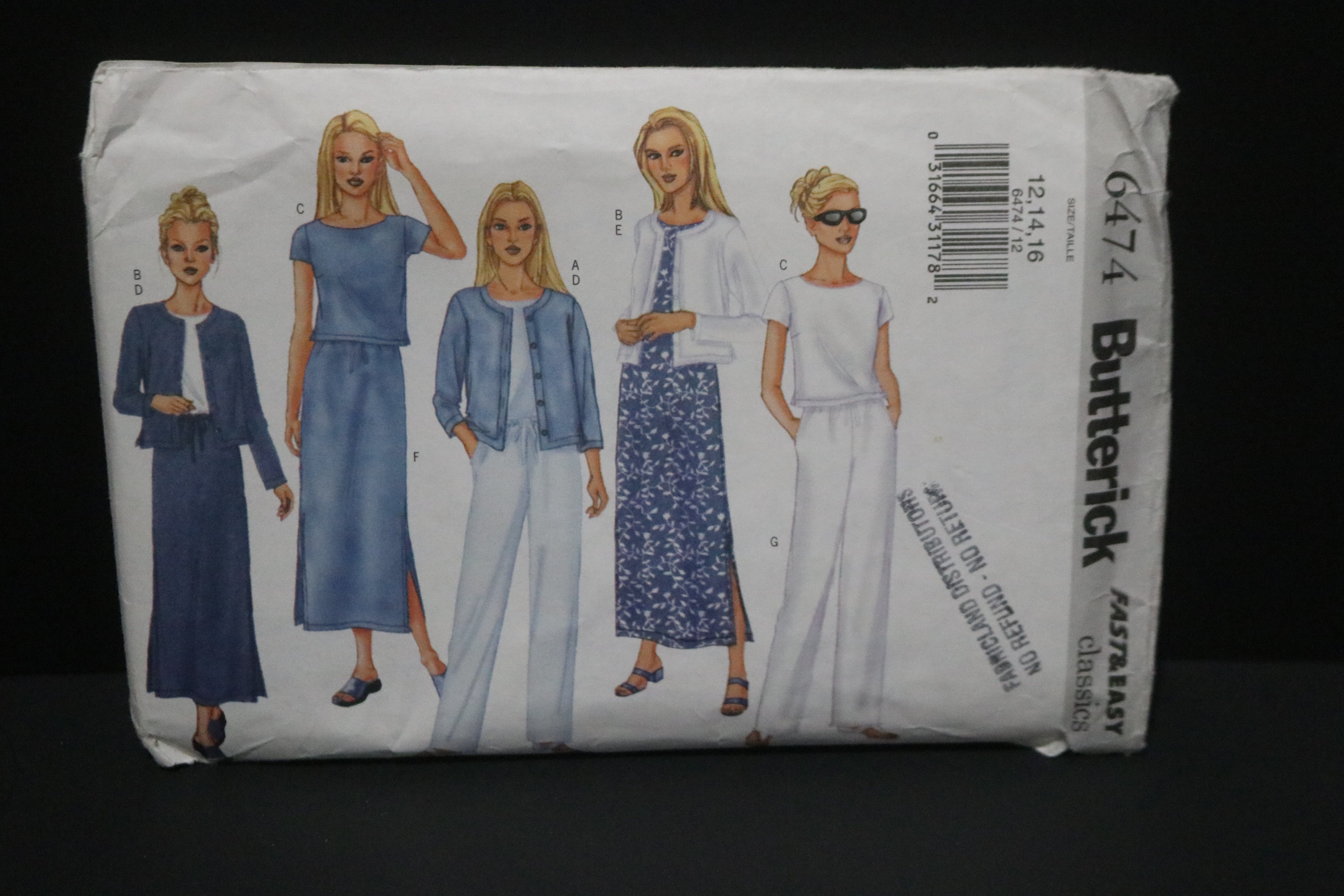 Butterick 6474 Misses / Misses Petite Jacket Top Dress Skirt and Pants ...