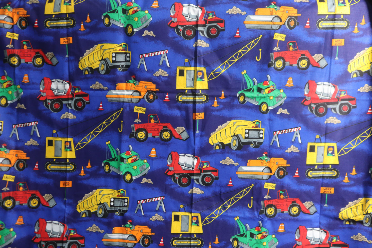 2+ Yards 1997 Fabric Traditions Construction Quilting Fabric 81" x 44" featuring Boys Toys Construction Trucks
