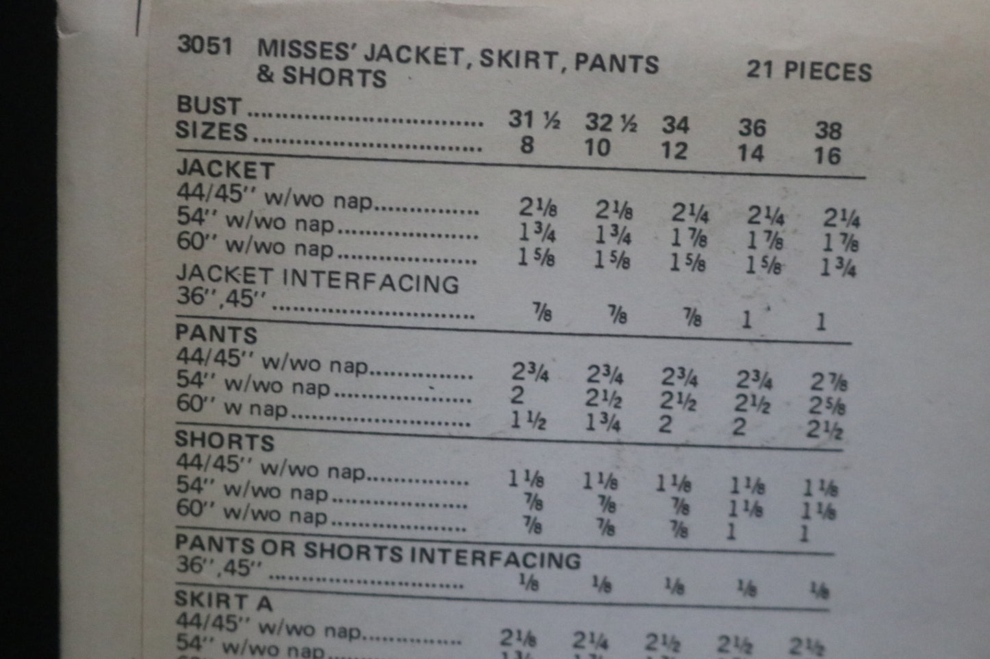 70s Butterick 3051 Misses Jacket Skirt Pants and Shorts Sewing Pattern UNCUT Size 8 Bust 31 1/2