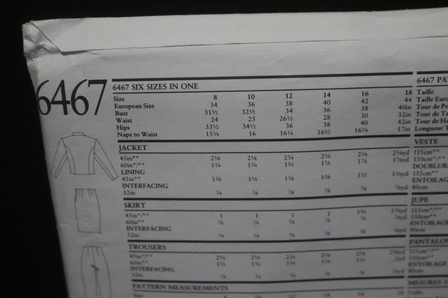 New Look 6467 Misses Double Breasted Jacket Skirt and Pants Sewing Pattern - UNCUT - Size 8 - 18