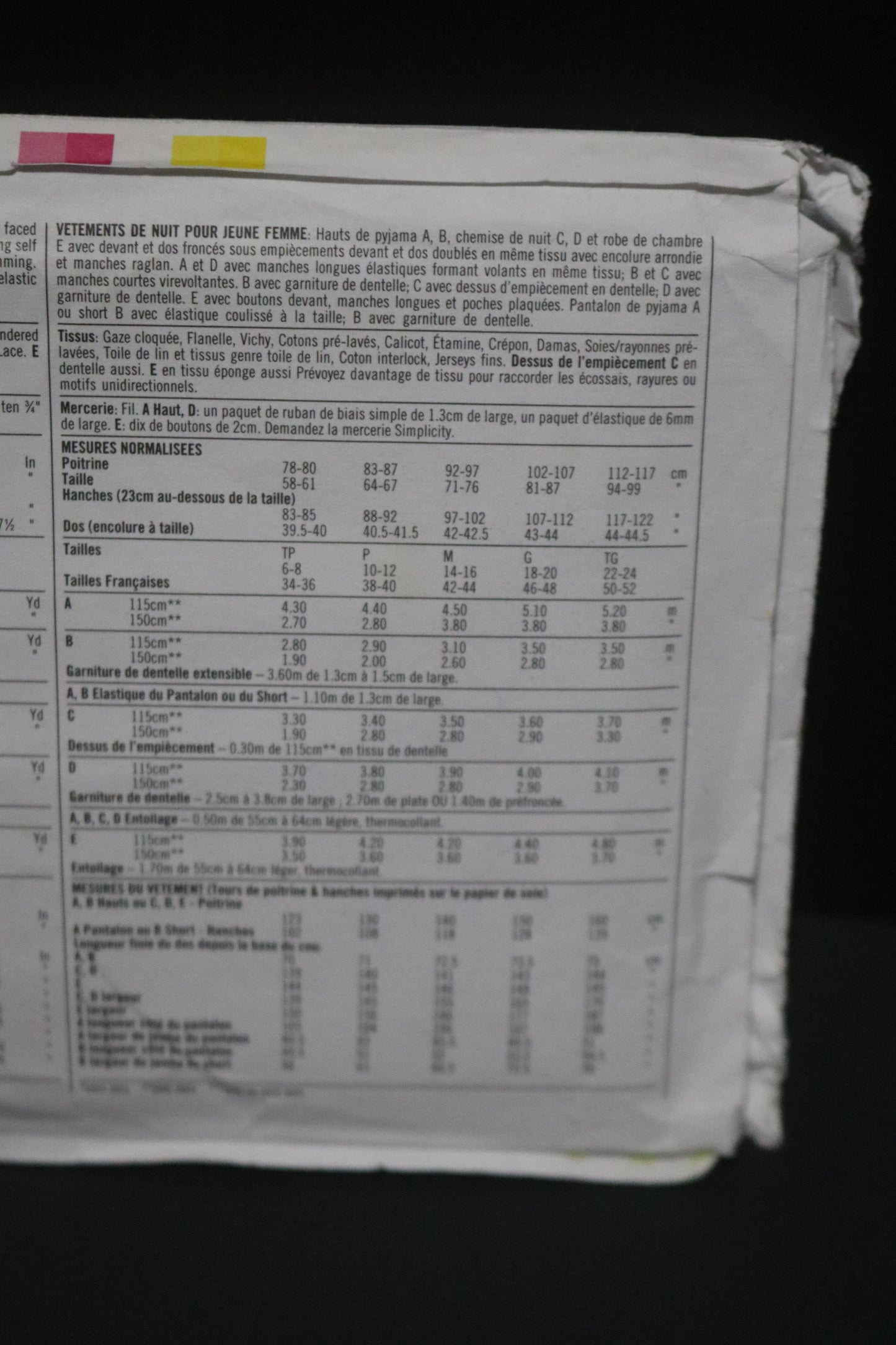 Simplicity 9012 Misses Sleepwear Nightgown, Top, Pants and Shorts Sewing Pattern UNCUT Size L - XL