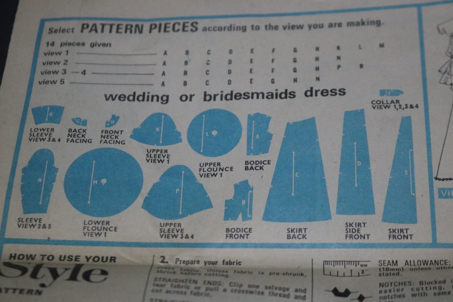 Style 4455 Misses Wedding or Bridesmaid's Dress Sewing Pattern - UNCUT - Size 12 Bust 34