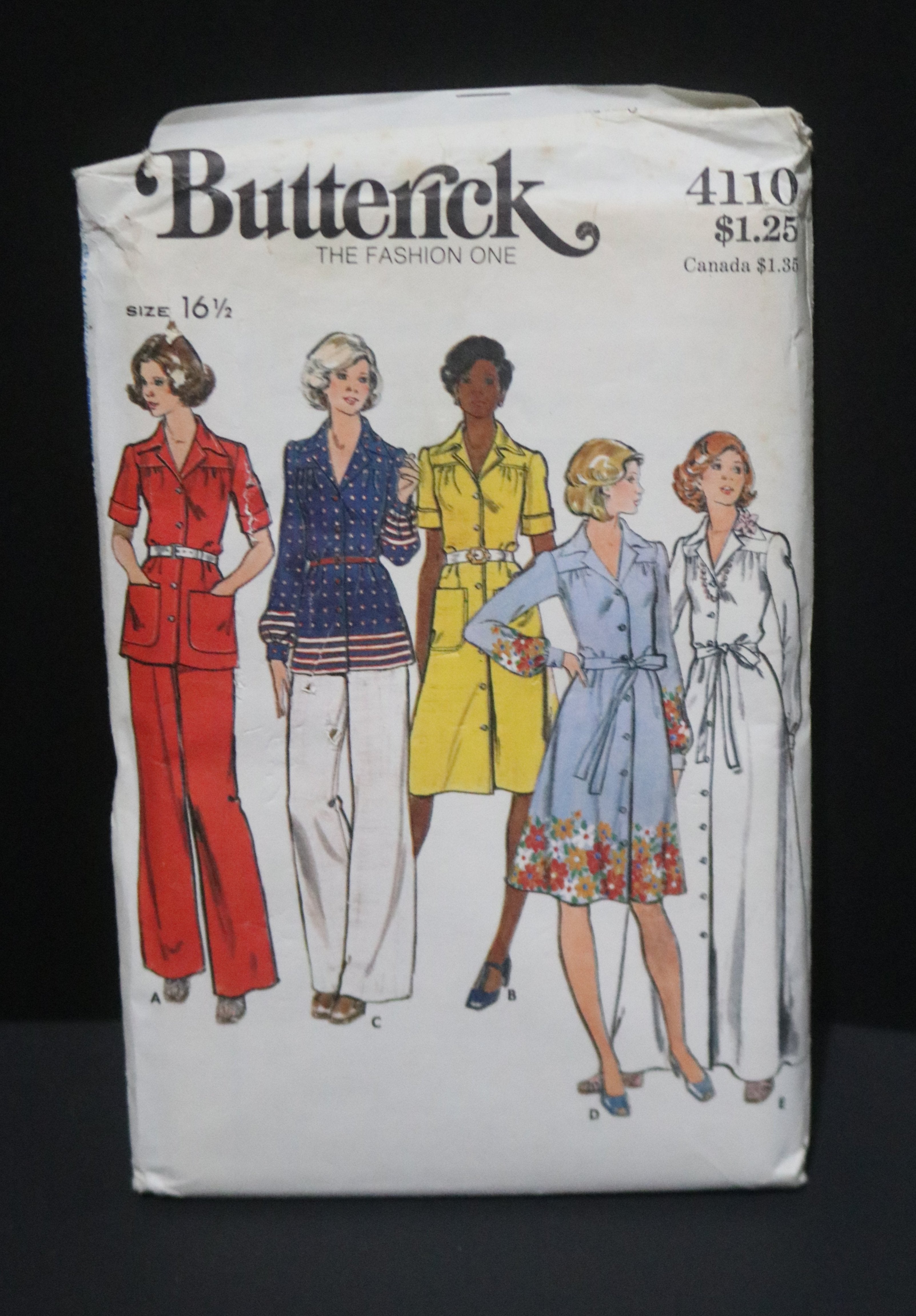 70s Butterick 4110 Misses Half Size Dress Top and Pants Sewing Pattern ...