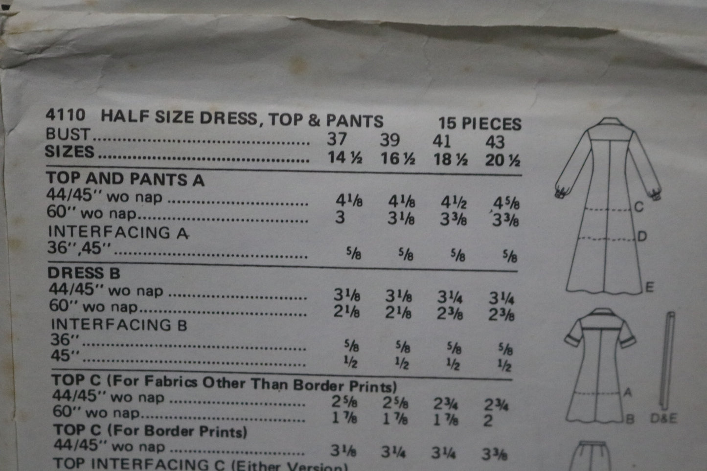 70s Butterick 4110 Misses Half Size Dress Top and Pants Sewing Pattern UNCUT Multiple Size Available