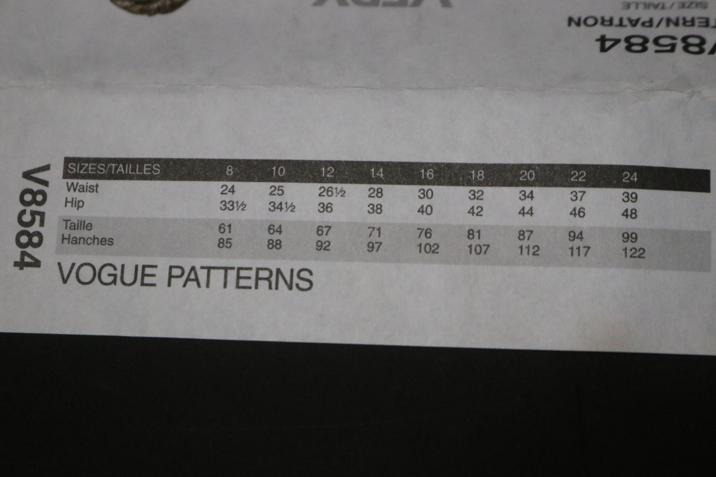 Vogue 8584 Misses Pants and Belt Sewing Pattern - UNCUT - Size 16 18 20 22 24