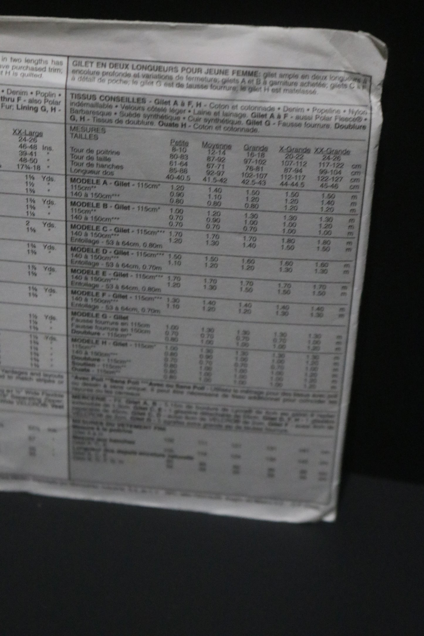 McCalls 2914 Misses Vest in Two Lengths Sewing Pattern - UNCUT - Size XL ( 20 - 22 )